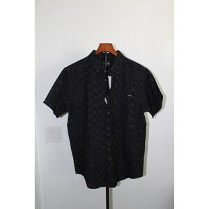 NWT Billabong Mens All Day Black Dash Print Short Sleeve Button Down Shirt Small